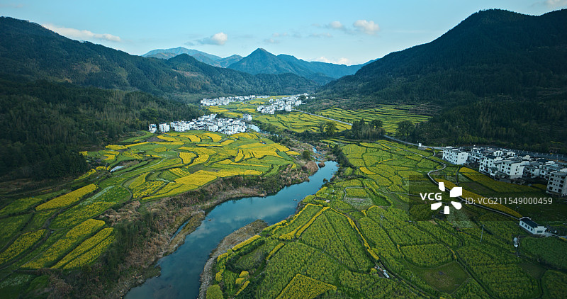航拍新农村田园风光图片素材