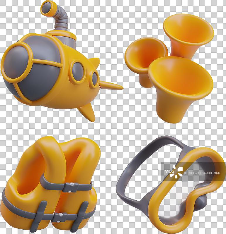 潜水生活动的救生衣和眼镜集合图片素材