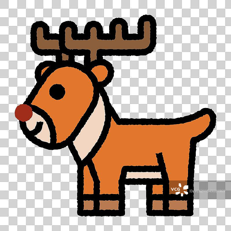 驯鹿卡通粗糙彩色线条图标图片素材