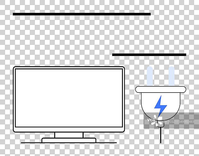现代数字屏幕和蓝色电插头图片素材