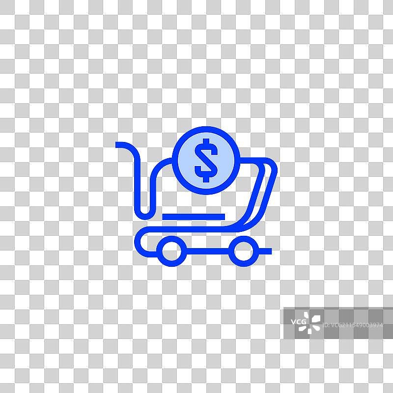 带有美元符号的购物车线条图标图片素材