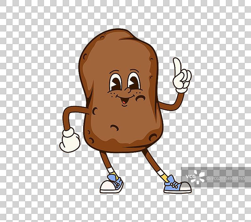 时髦的土豆蔬菜角色穿着运动鞋图片素材