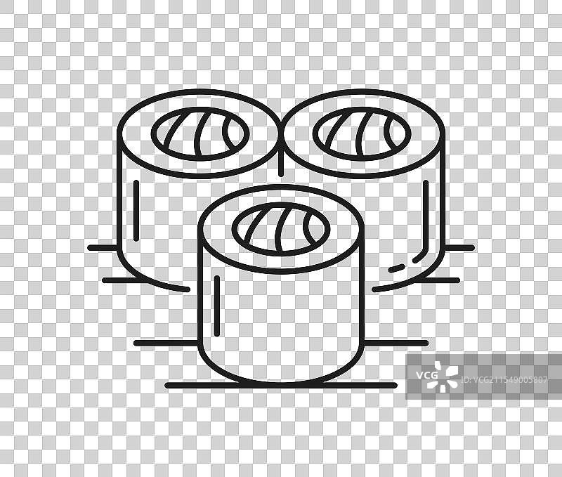 三文鱼寿司卷薄线图标图片素材