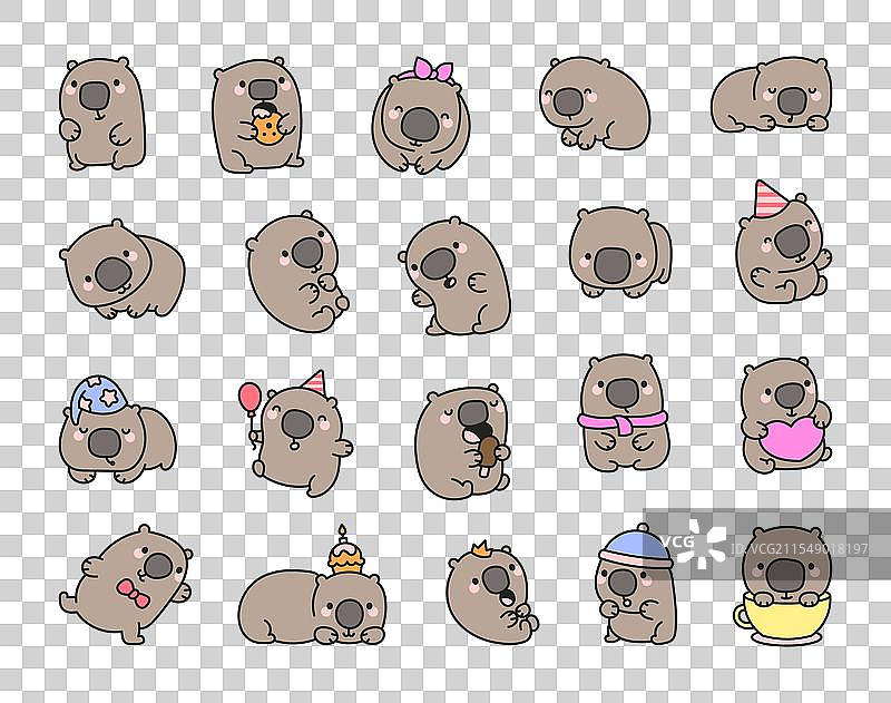 可爱的卡通袋熊角色，搞笑又有趣图片素材