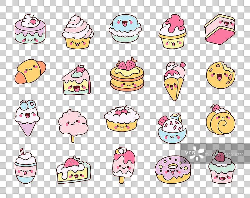 可爱的卡通甜点和甜品图片素材