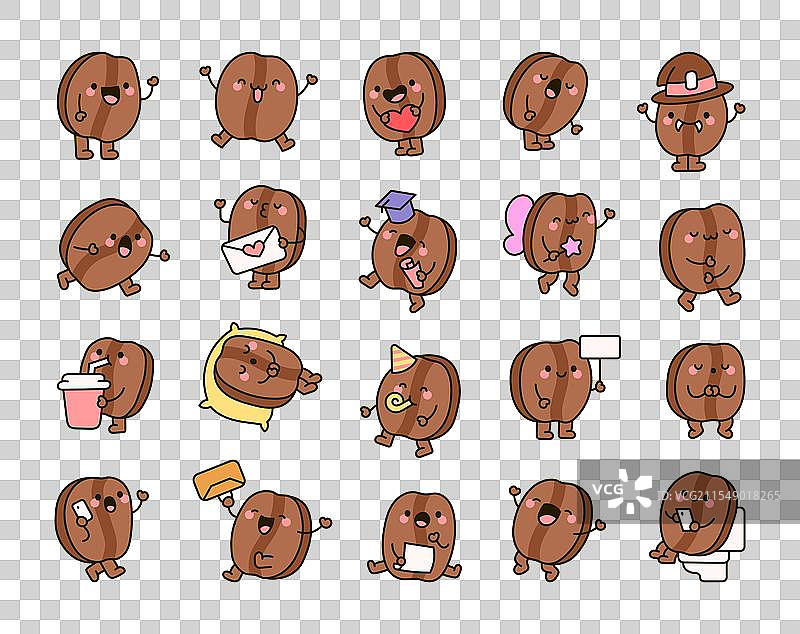 可爱的卡通咖啡豆角色图片素材
