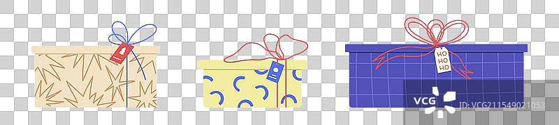 圣诞礼品盒，带有丝带和蝴蝶结图片素材