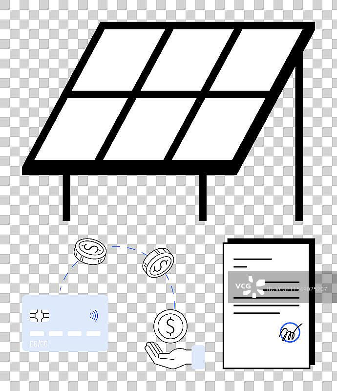 带有金融交易的太阳能电池板图片素材