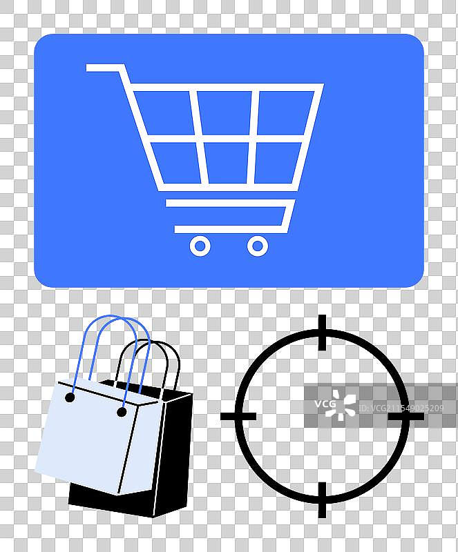 购物车、纸袋和目标标志图片素材