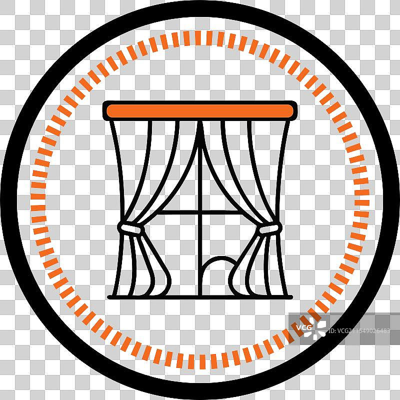 一个带有精致窗帘的风格化窗户图标图片素材