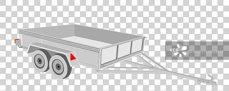 白色背景下的开放式汽车拖车图片素材