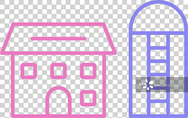 双色图标的筒仓线条图片素材