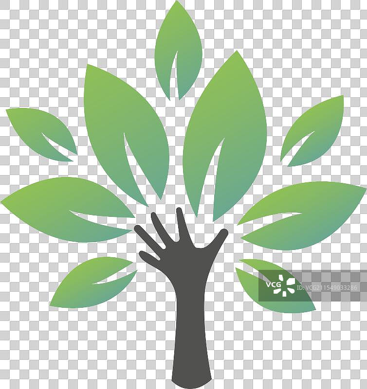 手举叶子标志设计图片素材
