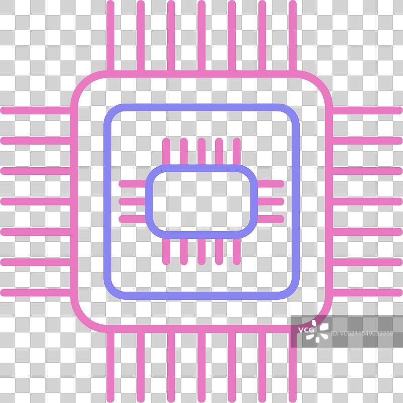 双色CPU线条图标图片素材