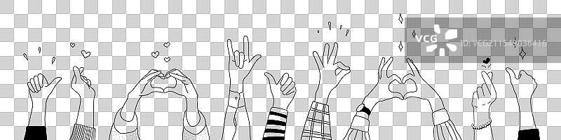 涂鸦素描举手手势漫画图标图片素材