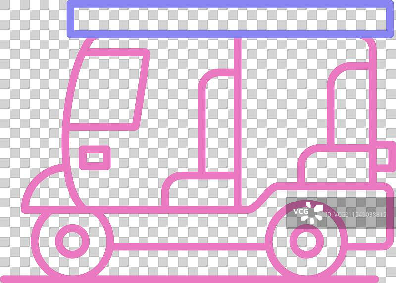 人力车线条双色图标图片素材