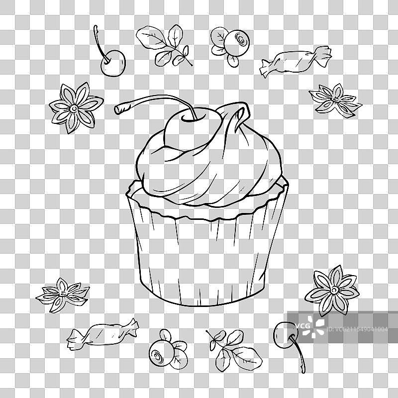 一组杯子蛋糕与图片素材