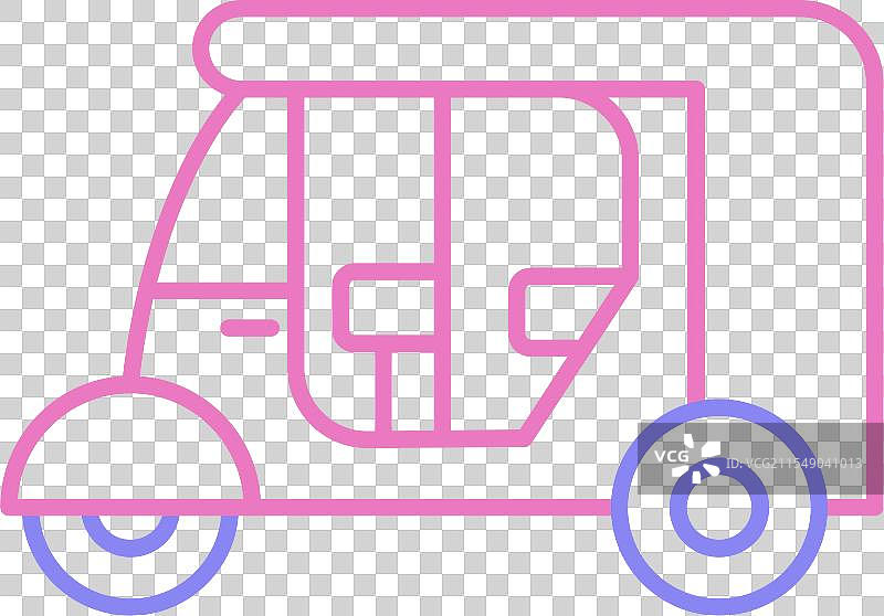 人力车线条双色图标图片素材