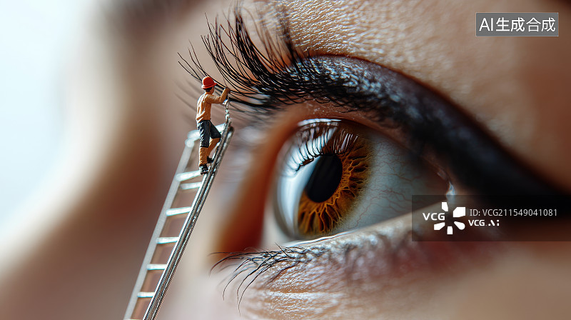 【AI数字艺术】微缩景观眼睛特写镜头图片素材