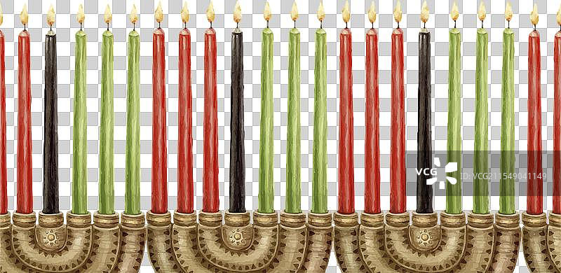 七根蜡烛的基纳拉无缝边框图片素材