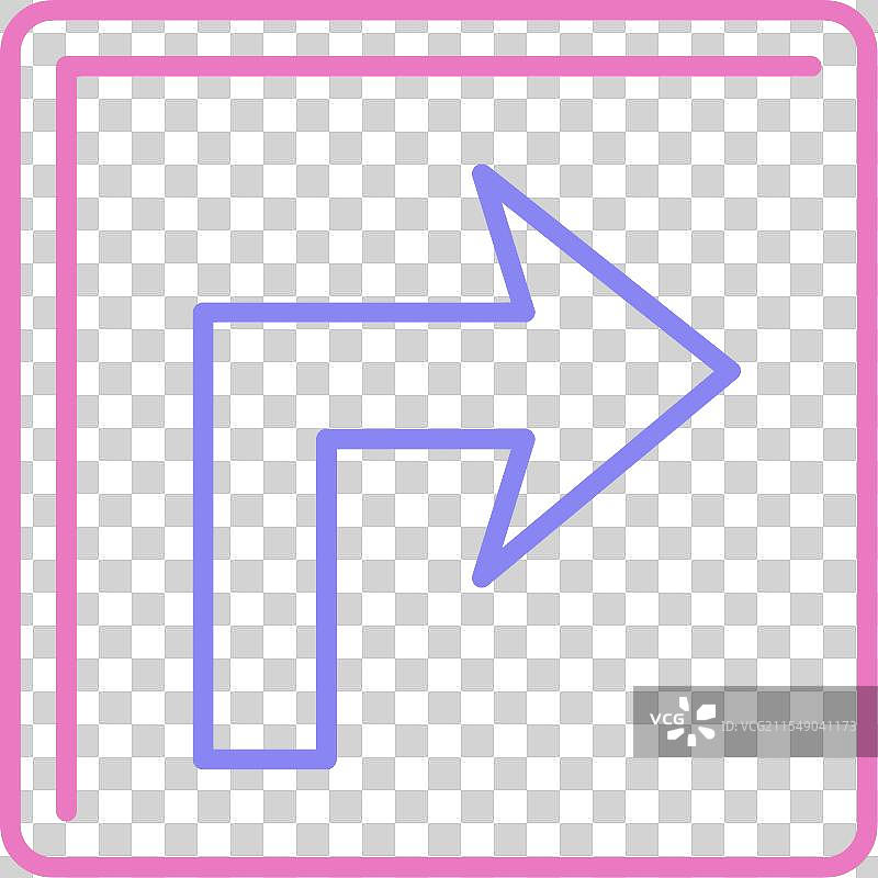 右转线条双色图标图片素材