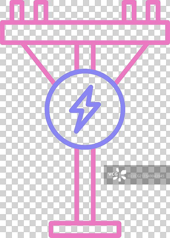 电线杆线条双色图标图片素材