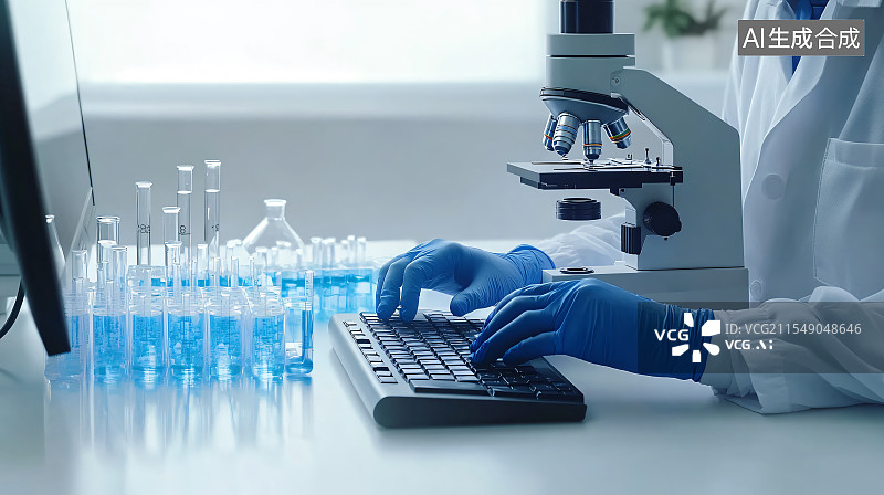 【AI数字艺术】科学家在实验室工作的特写图片素材