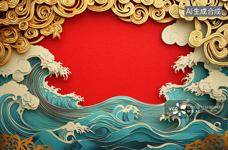 【AI数字艺术】了一幅精美的传统中国风格的装饰图案。（环绕）图片素材