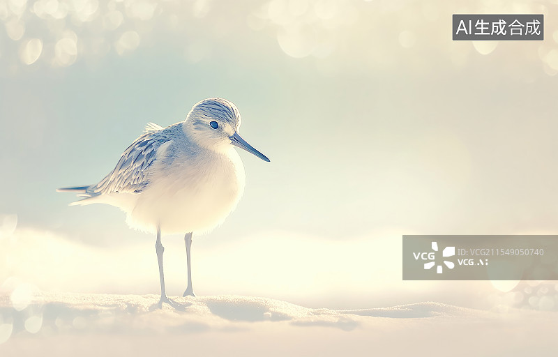 【AI数字艺术】海边觅食的黑腹滨鹬图片素材