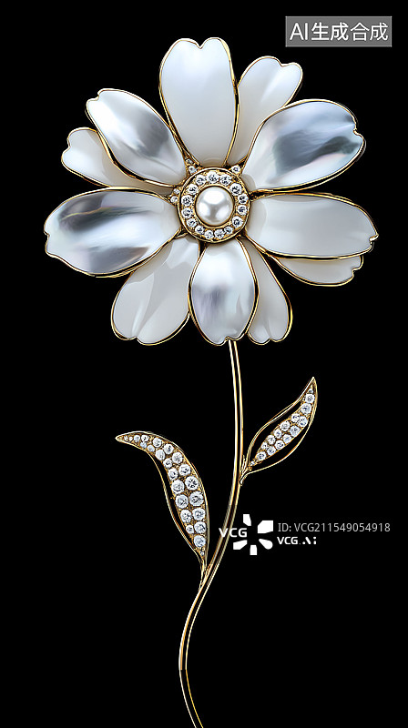 【AI数字艺术】白金色立体金属雏菊海报背景图片素材