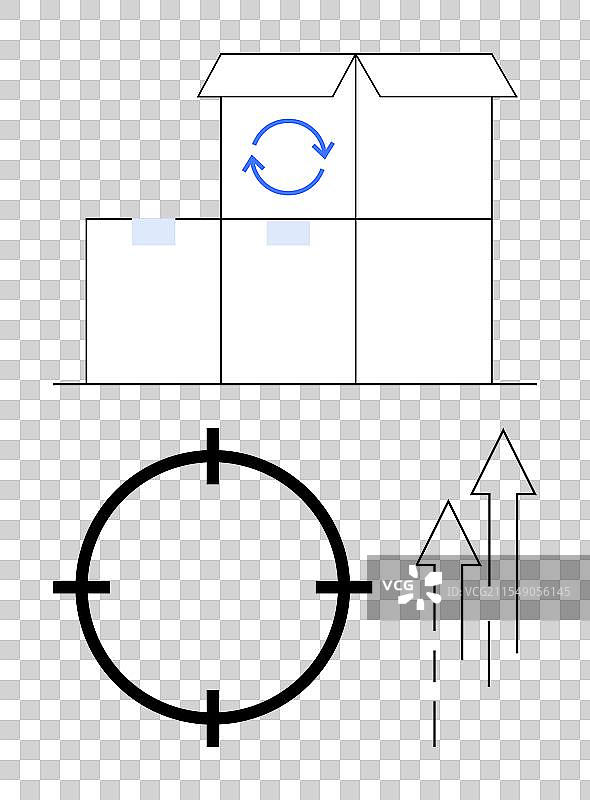 带有回收标志的仓库箱子特写图片素材