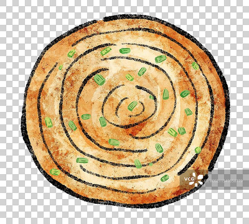 上海美食国风插画-葱油饼图片素材