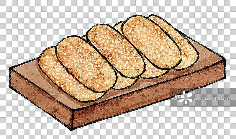 上海美食国风插画-蟹壳黄图片素材