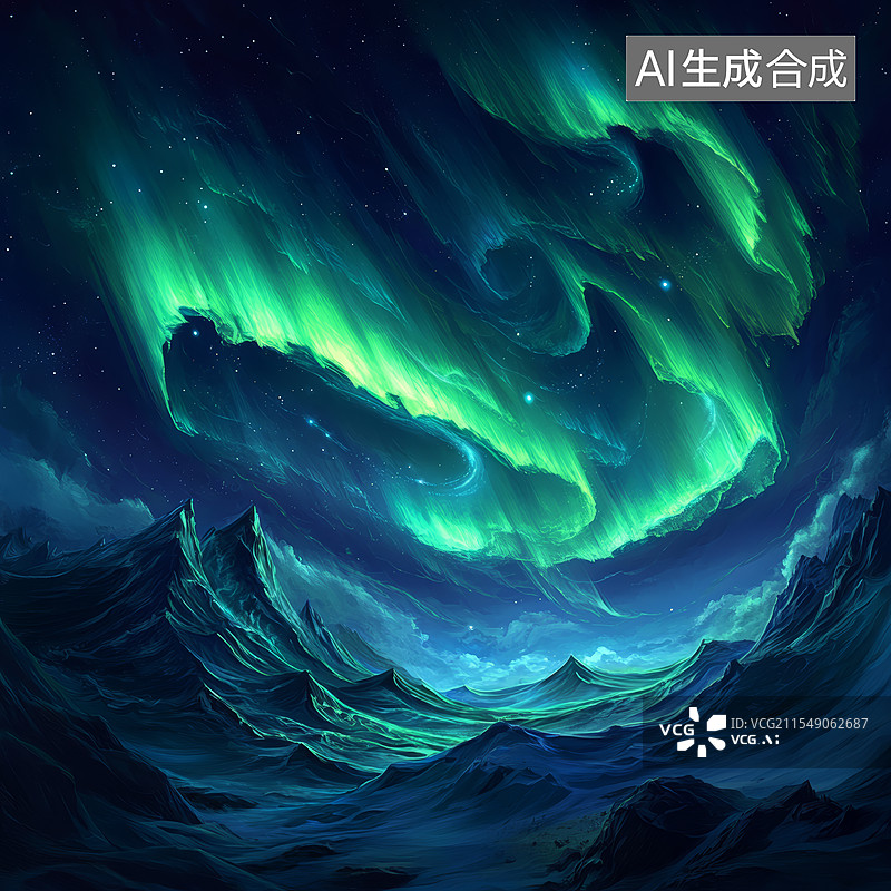 【AI数字艺术】北极光的概念艺术图片素材