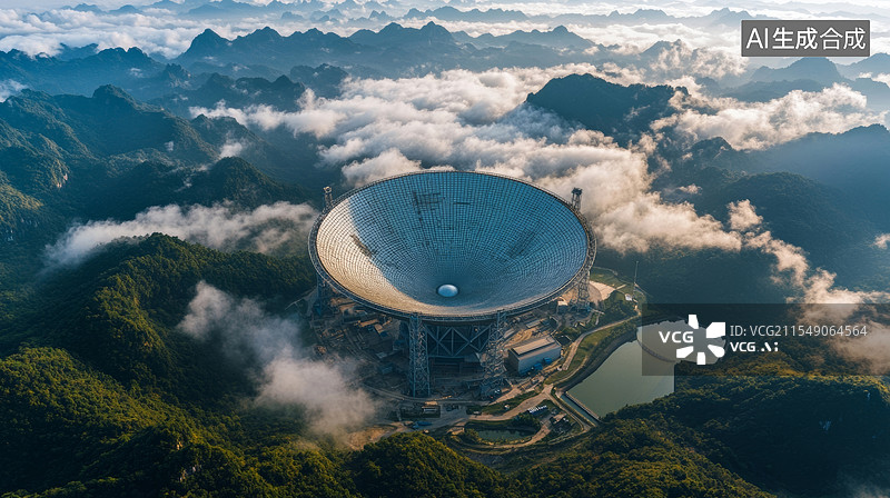 【AI数字艺术】大型射电望远镜盘。图片素材