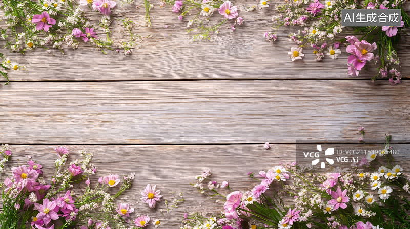 【AI数字艺术】木板花朵素材背景图片素材