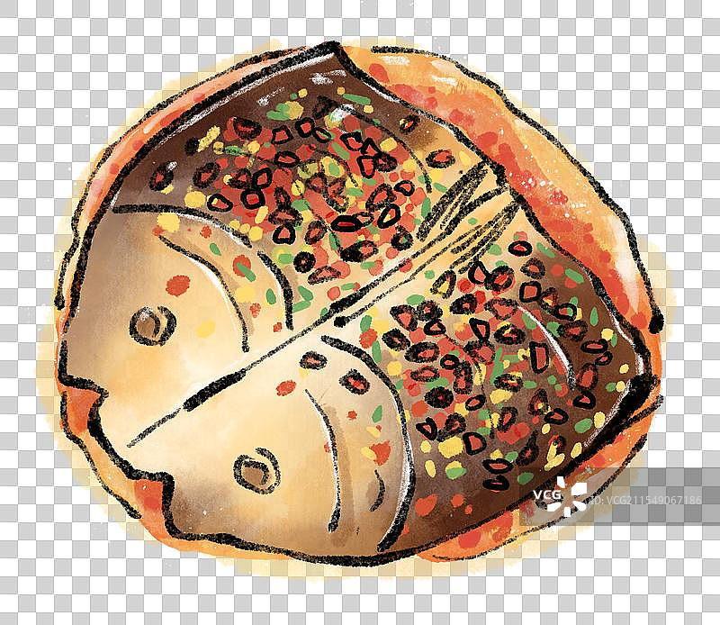 长沙美食国风插画-剁椒鱼头图片素材