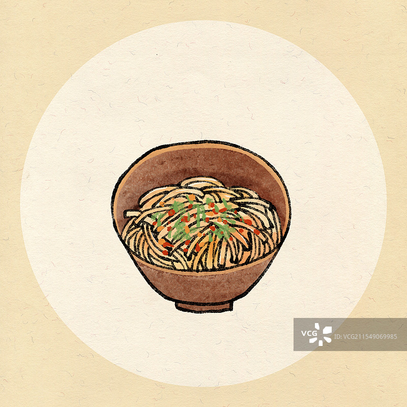 长沙美食国风插画-刮凉粉图片素材