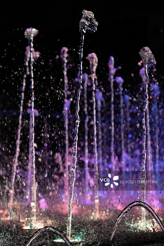 深圳深业上城外街音乐喷泉活力夜晚灯光氛围图片素材