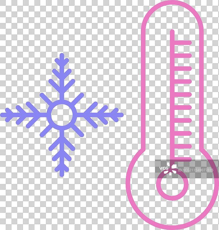 双色雪花线条图标图片素材