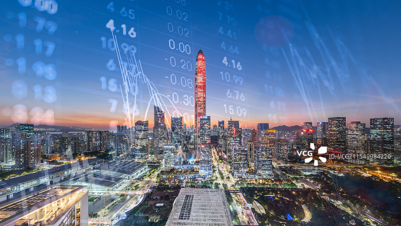 深圳城市发展和GDP金融经济市场数据波动概念图片素材