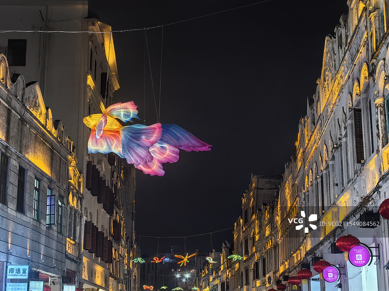 海口骑楼老街夜景图片素材