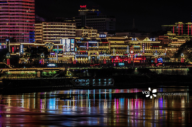 宜宾滨江路夜景图片素材