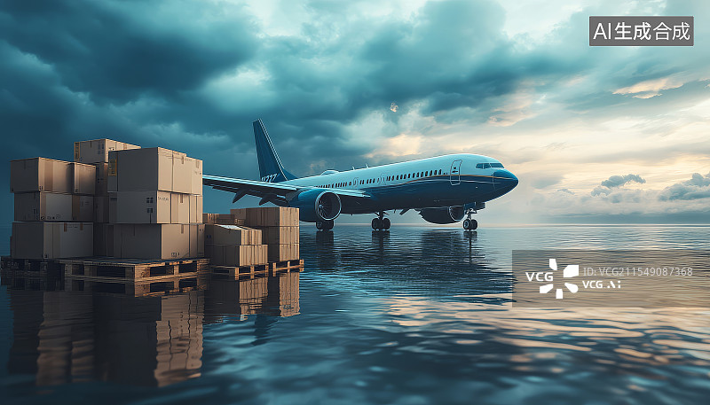 【AI数字艺术】飞机航空物流运输场景图片素材