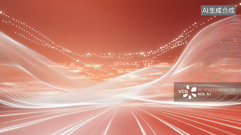 【AI数字艺术】红色发光科技线条背景图片素材