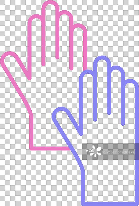 清洁手套线条双色图标图片素材