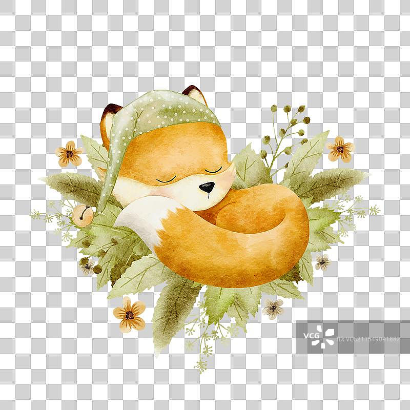 可爱的卡通水彩森林动物手绘图片素材