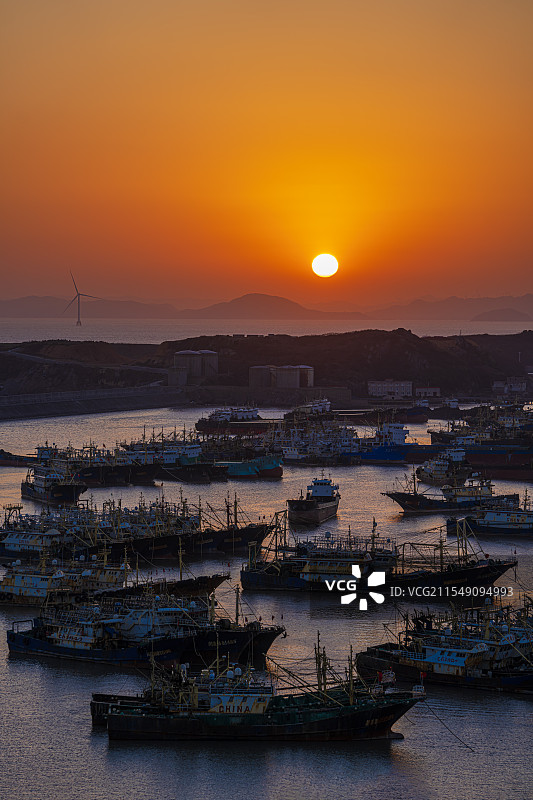 渔港落日～浙江温岭石塘图片素材