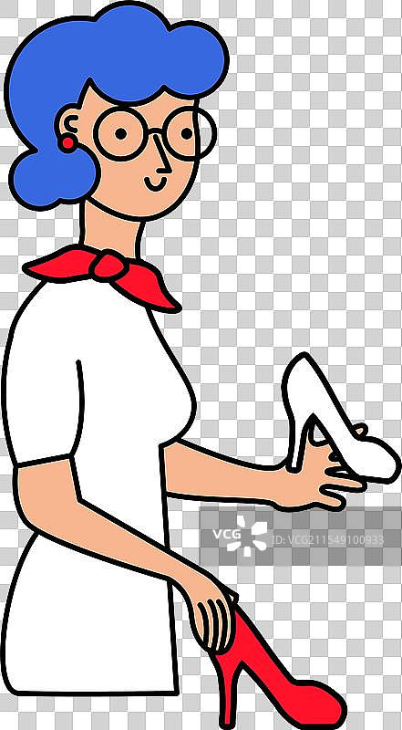 法国女性在购物时选择鞋子图片素材