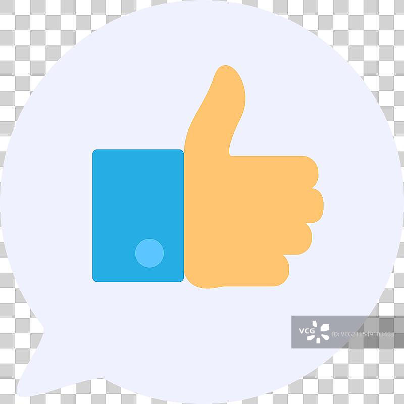 在对话气泡内的竖起大拇指手势图标图片素材